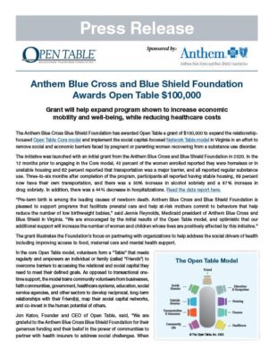 Anthem Blue Cross Press Release